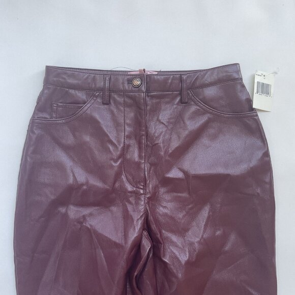 Guess Women’s Kelly Faux Leather Jeans Straight Fit In Burgundy’s Size 27 - Picture 5 of 11